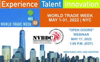National Veteran Business Development Council is partnering with World Trade Week New York City in May 2022.